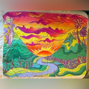 Colorful sunset scene tapestry